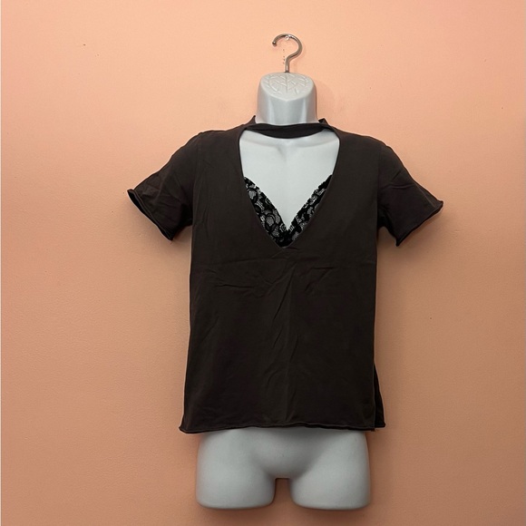 ASOS Size 2 Grey Lace Cutout Shirt - Picture 1 of 5